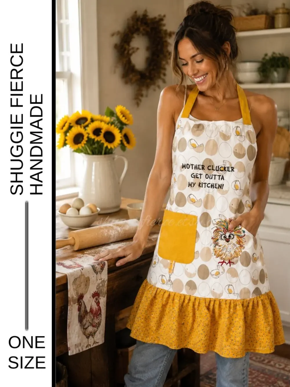 ✨ Shuggie Fierce Designs Handmade Mother Clucker Chicken Apron ✨SAME DAY SHIP